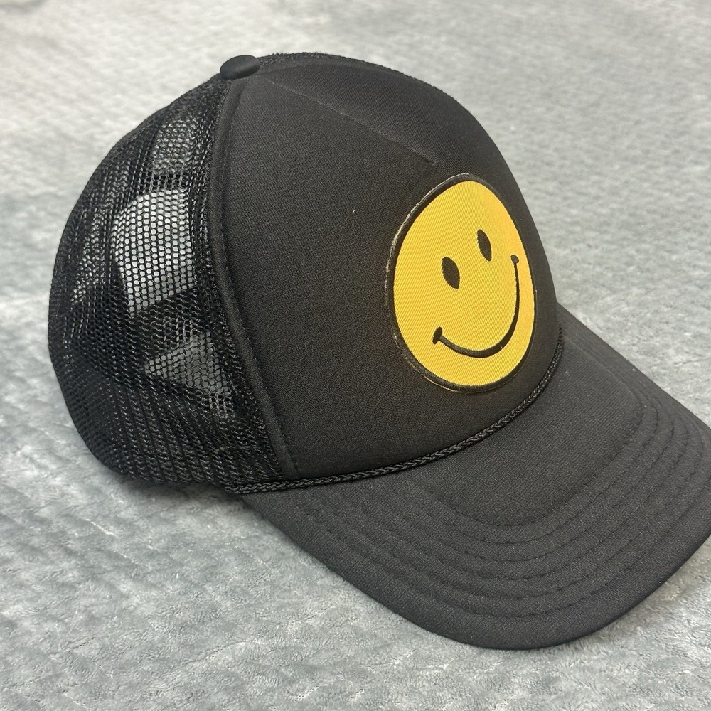 Vintage Otto Mesh Rope Hat Smiley Face Trucker Cap 80s‎ 90s Retro Be Happy
